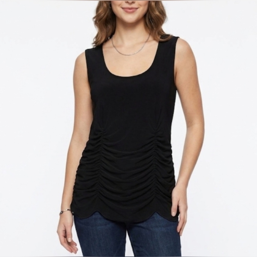 🌷Frank Lyman Black Ruched Sleeveless Blouse Tank Top🌷size:18